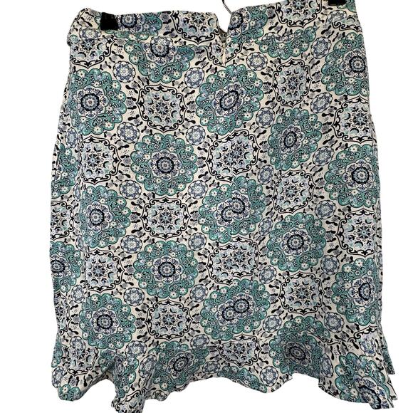 Loft Multicolored Blue Linen Floral Wrap Mini Skirt Womens Size 8 NWT Colorful - Picture 7 of 13